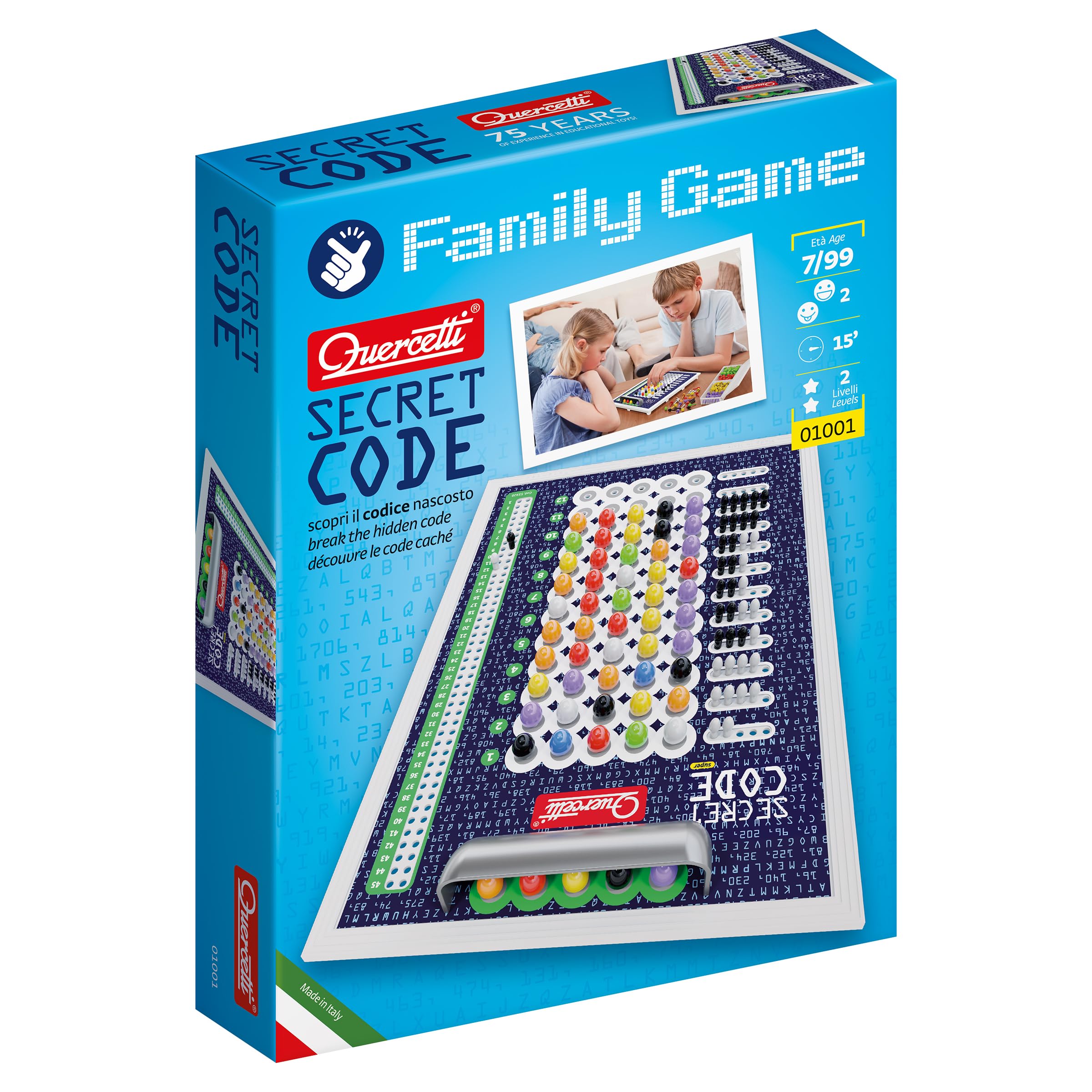 Quercetti - 1001 Secret Code - Educational Toy Board Game for kids - Cracking Game