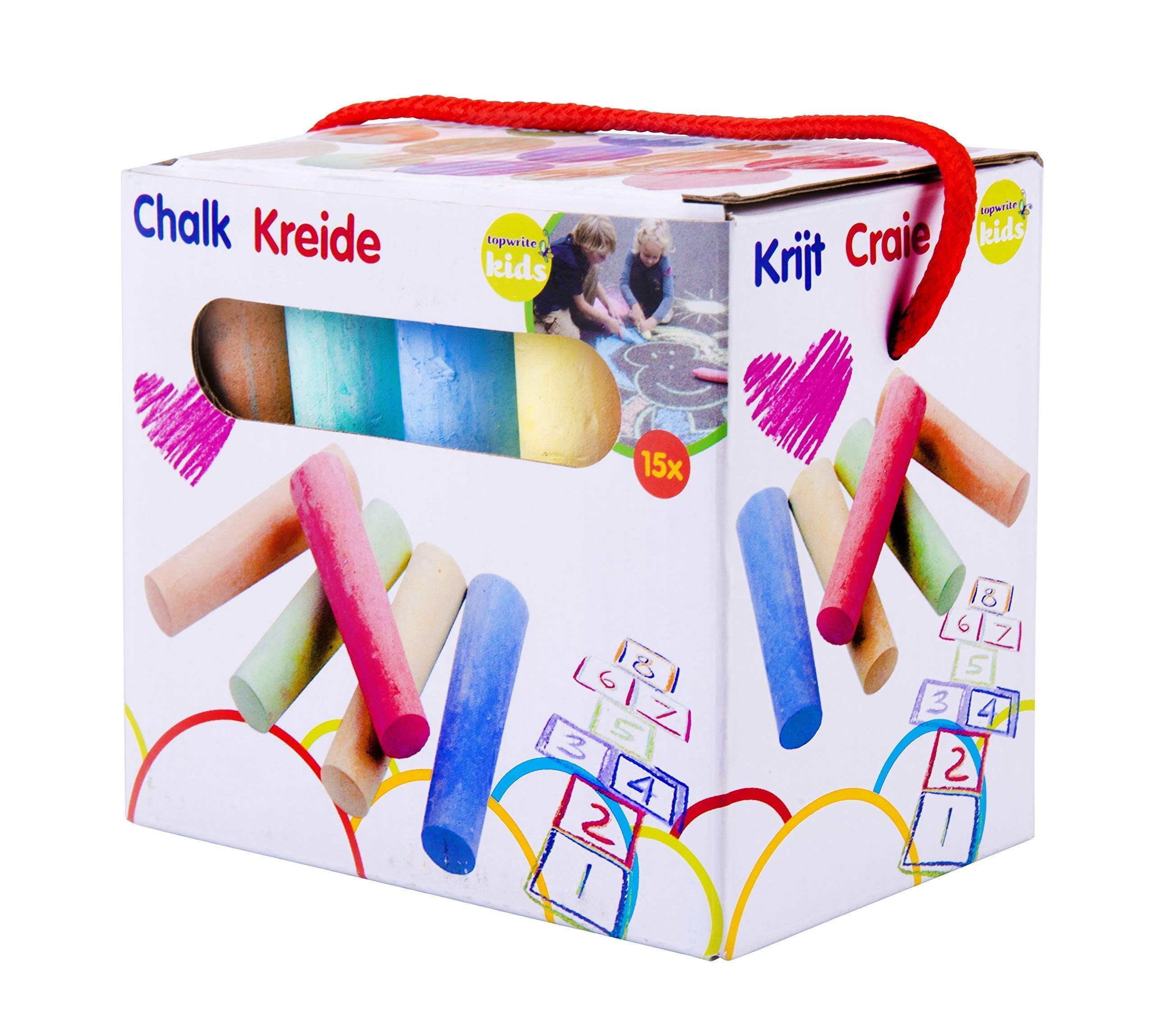 Eddy Toys - straatkrijt, kinderkrijt, 15-delig, verschillende kleuren, 90726