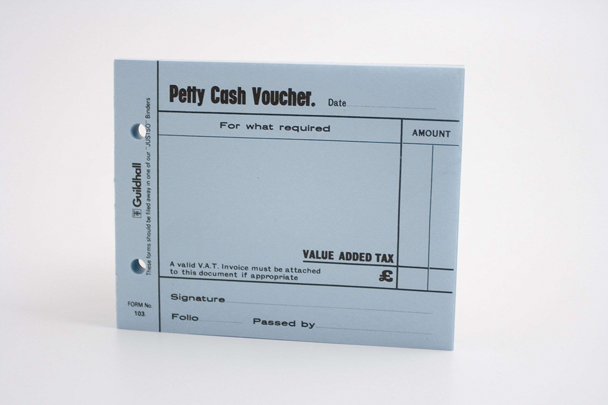 Exacompta - Ref 103-BLUZ - Guildhall - Petty Cash Vouchers, 101 x 127mm, 70gsm Paper, 100 Sheets per Pad, Pre-Printed Headings for Accurate Recording - Blue, Pack of 5