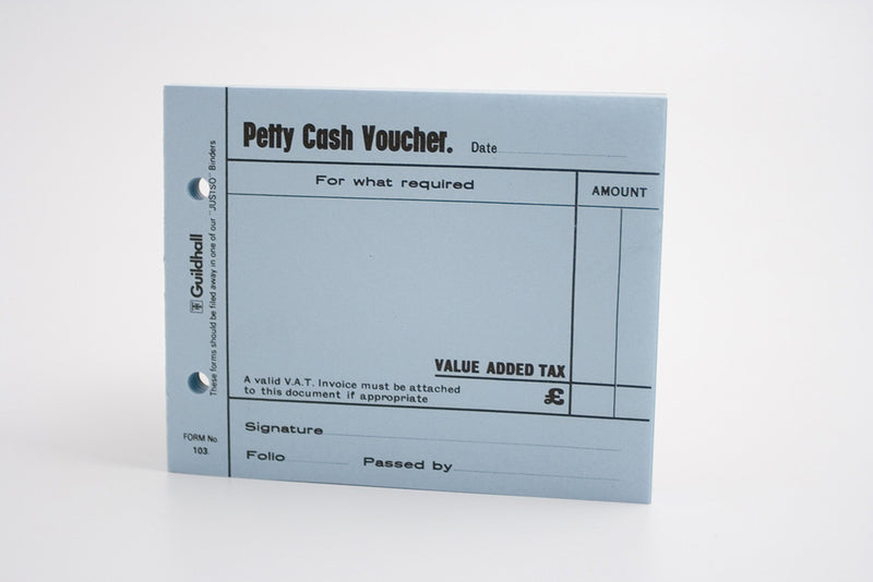Exacompta - Ref 103-BLUZ - Guildhall - Petty Cash Vouchers, 101 x 127mm, 70gsm Paper, 100 Sheets per Pad, Pre-Printed Headings for Accurate Recording - Blue, Pack of 5