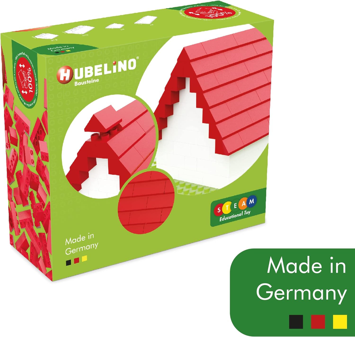 Hubelino 400369 68-teiliges Dachsteine Set Building Blocks, Compatible
