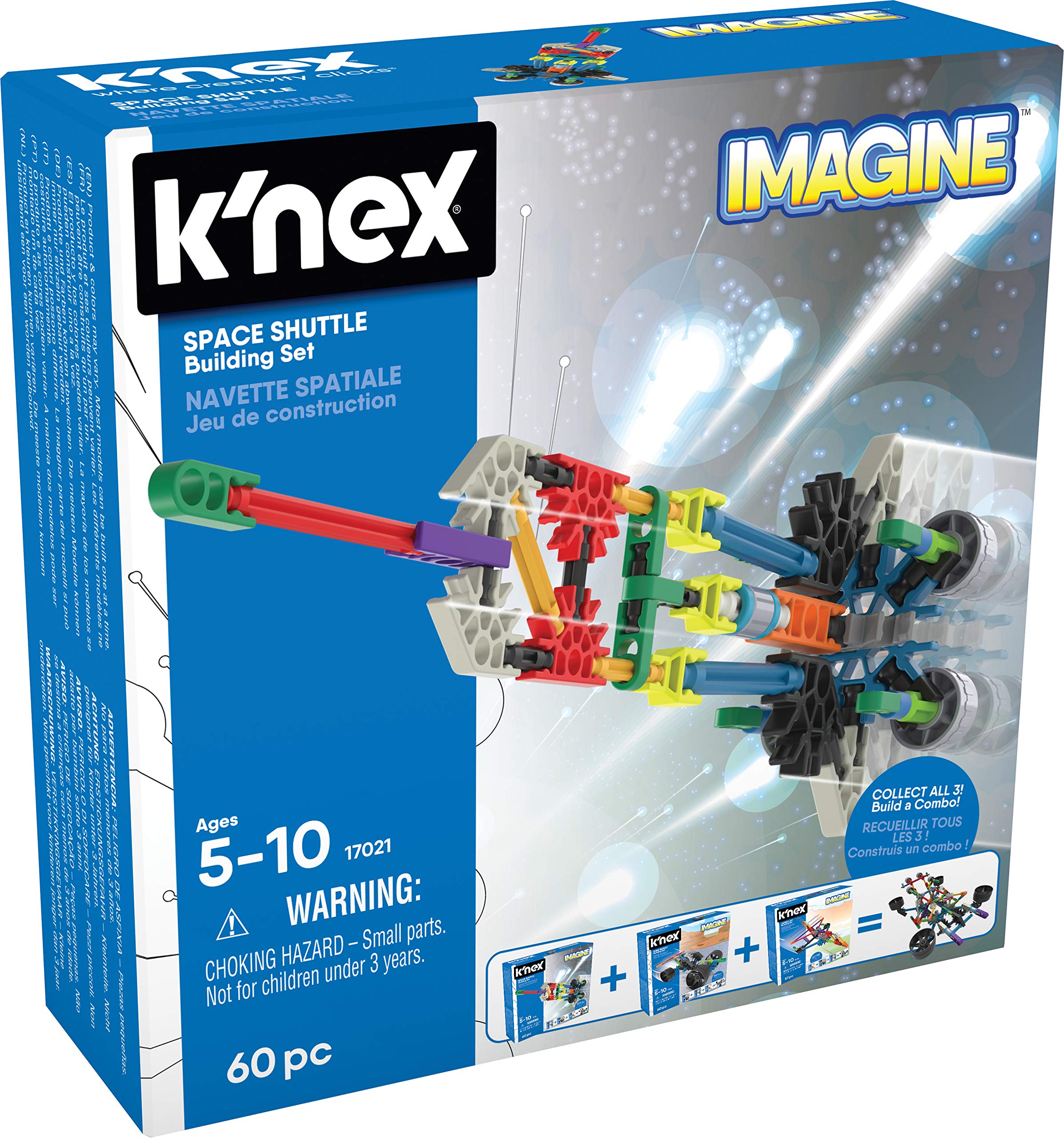 K'Nex Basic Fun 520 17020 Imagine Toy Set Space Shuttle Construction-60 Pieces-Ages 5-10 EA Intro Vehicle Assorted, Multicolor