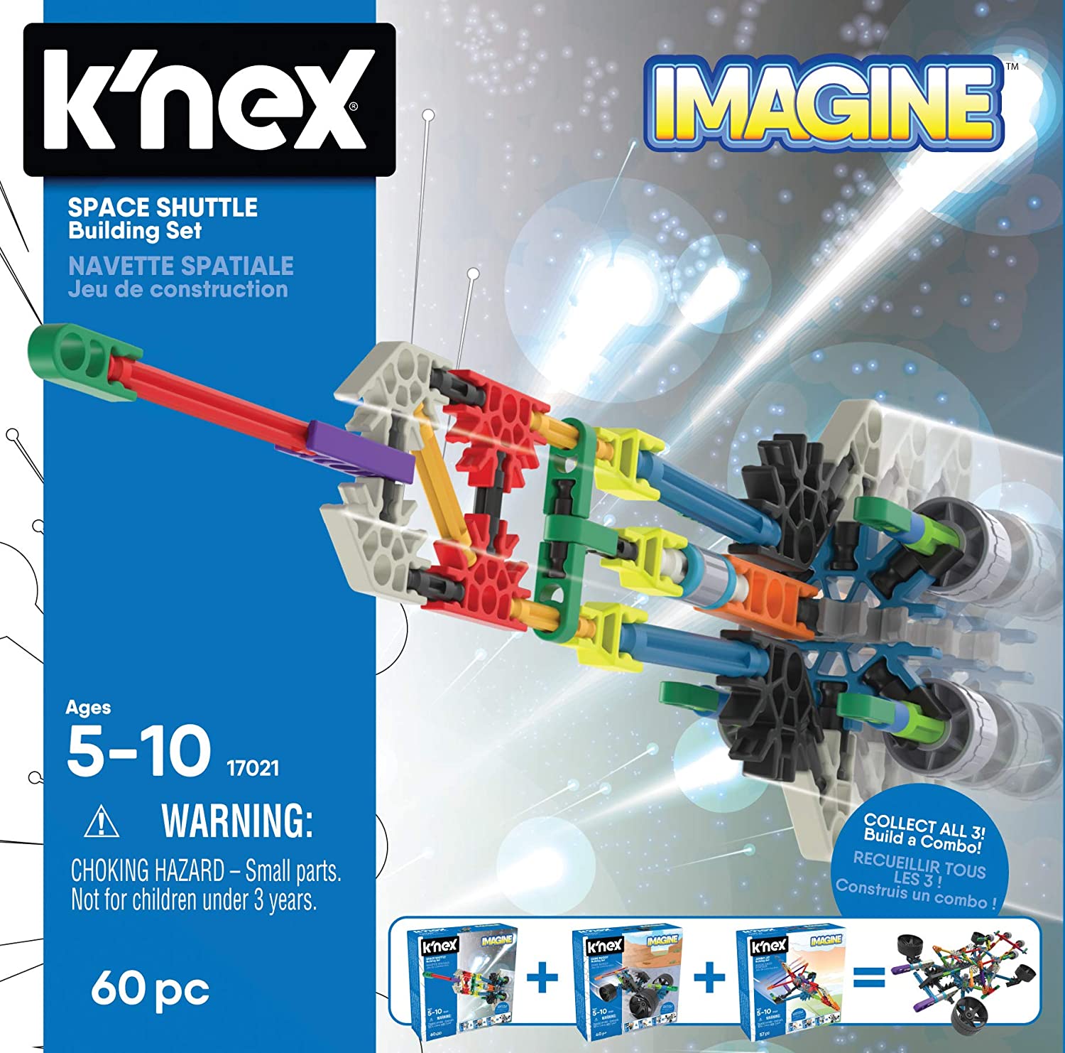 K'Nex Basic Fun 520 17020 Imagine Toy Set Space Shuttle Construction-60 Pieces-Ages 5-10 EA Intro Vehicle Assorted, Multicolor