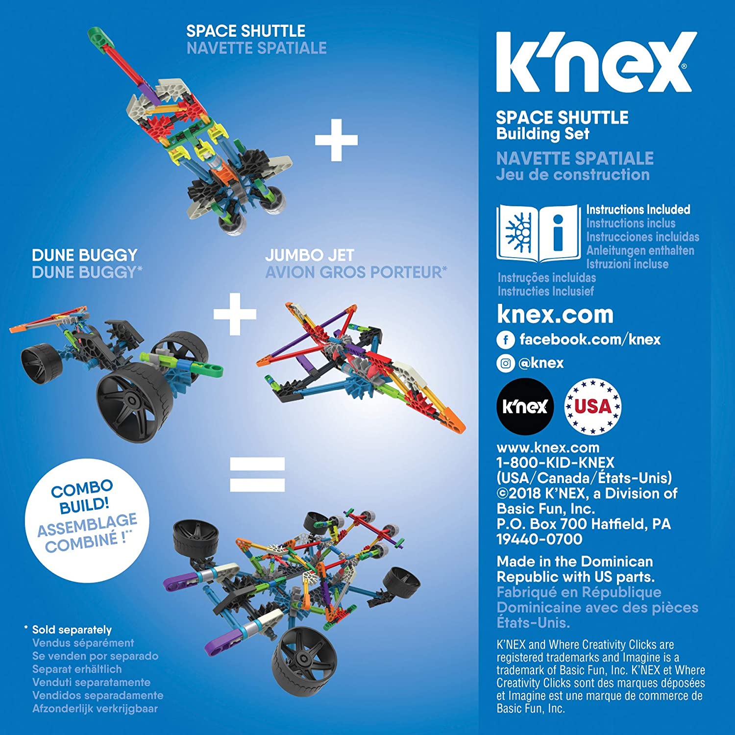 K'Nex Basic Fun 520 17020 Imagine Toy Set Space Shuttle Construction-60 Pieces-Ages 5-10 EA Intro Vehicle Assorted, Multicolor