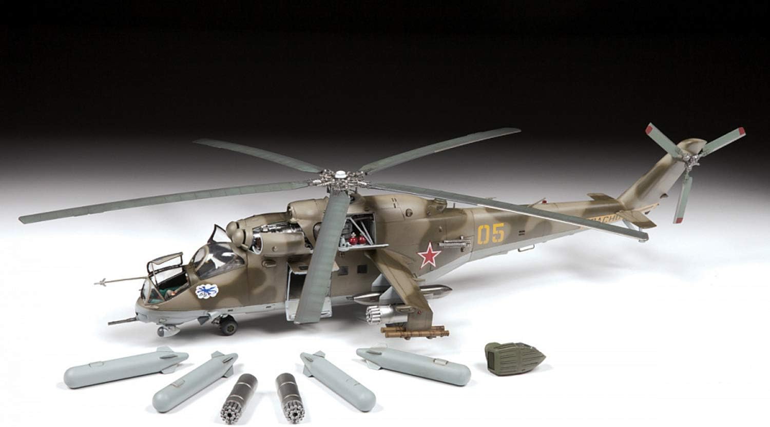 Zvezda 1:48 MIL Mi-24V/VP(HIND) Combat Helicopter, maqueta de construcción de plástico, Kit de Montaje, réplica Detallada, Multicolor (4823