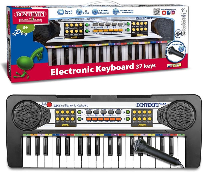 Bontempi- Electronic Keyboard with Microphone, Multicolor, 42.5 x 16 x 60 cm (12 3730)