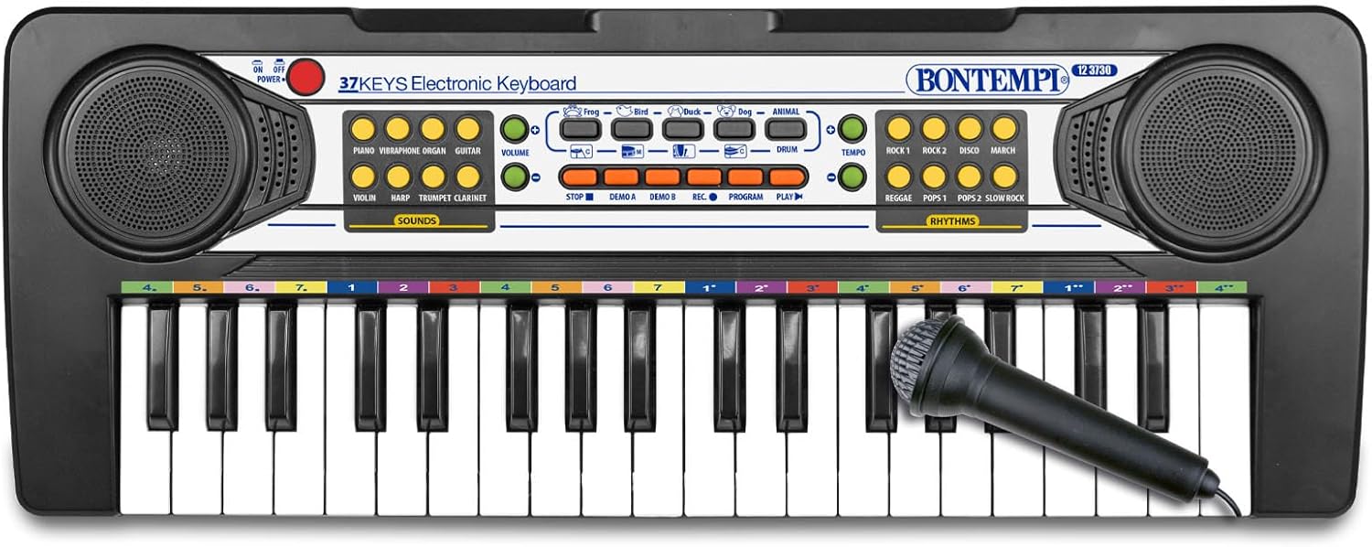 Bontempi- Electronic Keyboard with Microphone, Multicolor, 42.5 x 16 x 60 cm (12 3730)