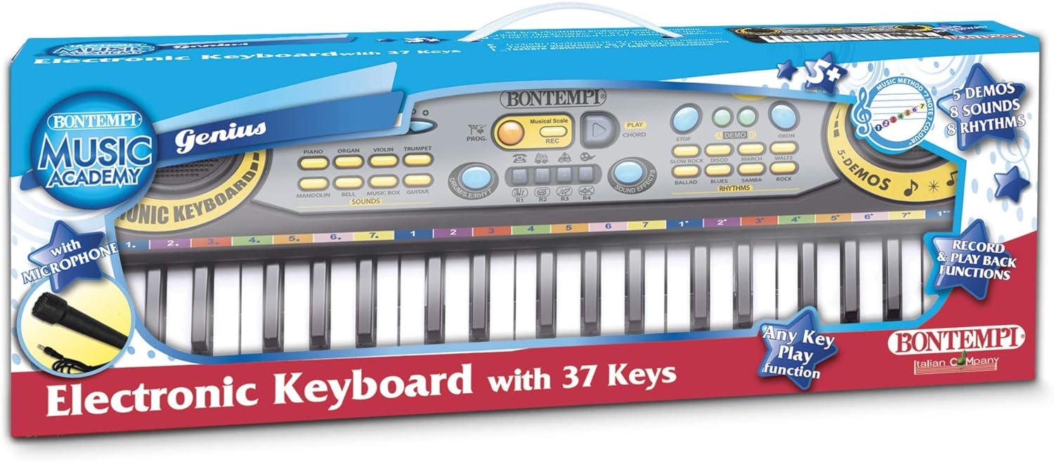 Bontempi- Electronic Keyboard with Microphone, Multicolor, 42.5 x 16 x 60 cm (12 3730)
