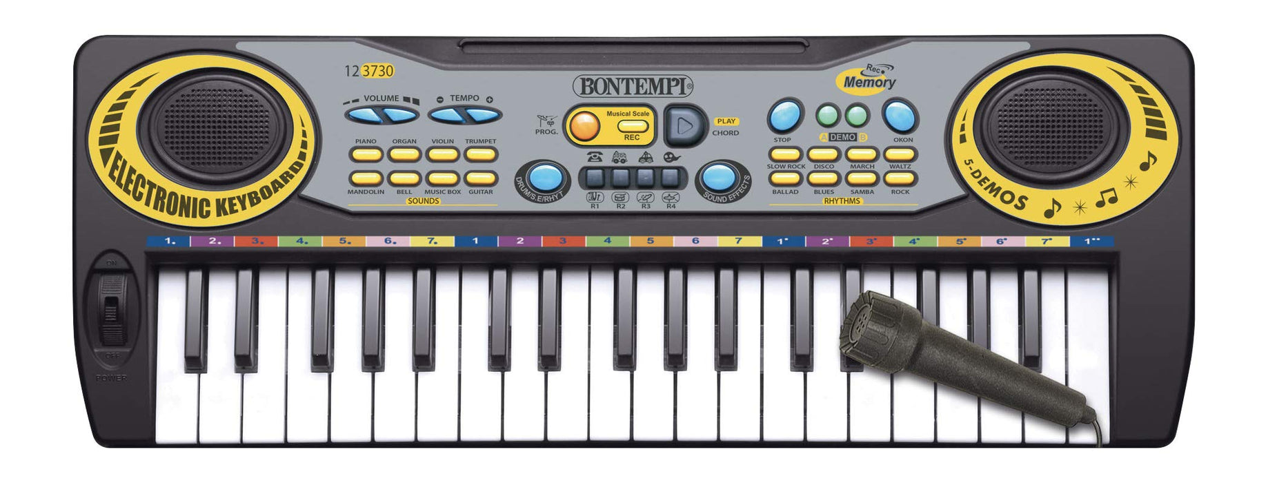 Bontempi- Electronic Keyboard with Microphone, Multicolor, 42.5 x 16 x 60 cm (12 3730)