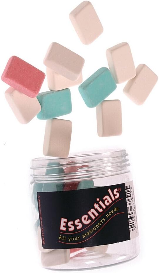 Whitecroft Essentials 37691 Stationery Tubs Pencil Erasers - Assorted Colours (Pack of 25) & Amazon Basics Presharpened Wood Cased #2 HB Pencils, 150 Pack
