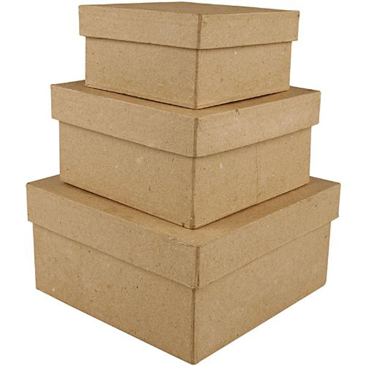 Creativ 10+12 5+15 cm Papier Mache Square Boxes 3 Assorted
