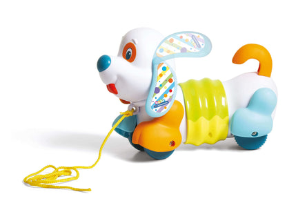 Clementoni 17262 - Pull Along Dog for Baby Toddlers, Multi-Coloured, ages 10 months plus Puppy Toy on Lead (Cagnolino Trainabile)