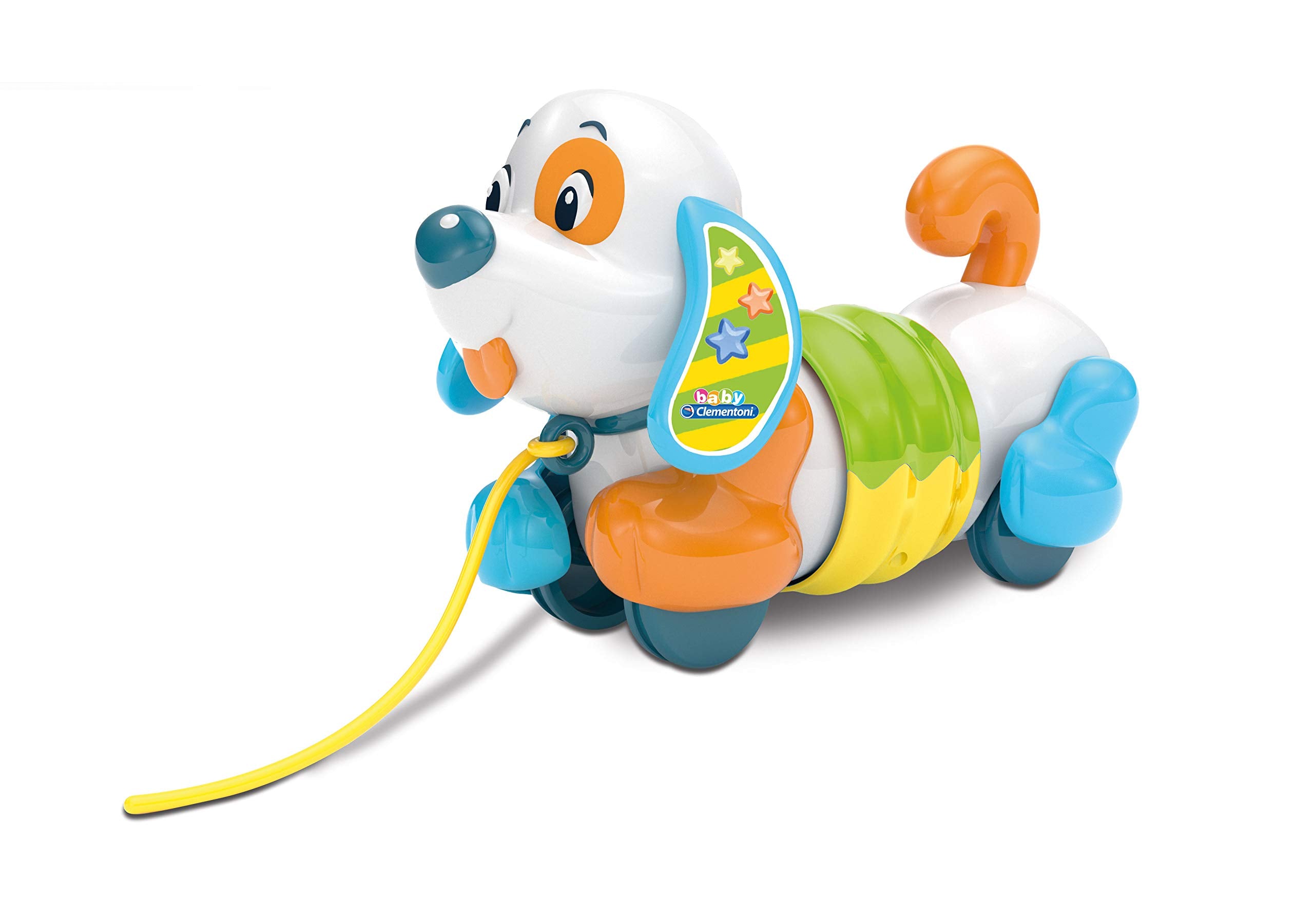 Clementoni 17262 - Pull Along Dog for Baby Toddlers, Multi-Coloured, ages 10 months plus Puppy Toy on Lead (Cagnolino Trainabile)