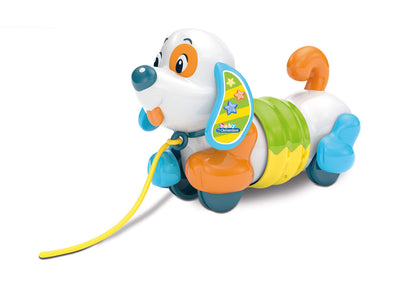 Clementoni 17262 - Pull Along Dog for Baby Toddlers, Multi-Coloured, ages 10 months plus Puppy Toy on Lead (Cagnolino Trainabile)