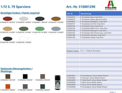 Italeri 1290 1:72 S. 79 Sparviero - Model Making, Kit, Stand Model Making, Crafts, Hobby, Gluing, Plastic Kit, True to Detail