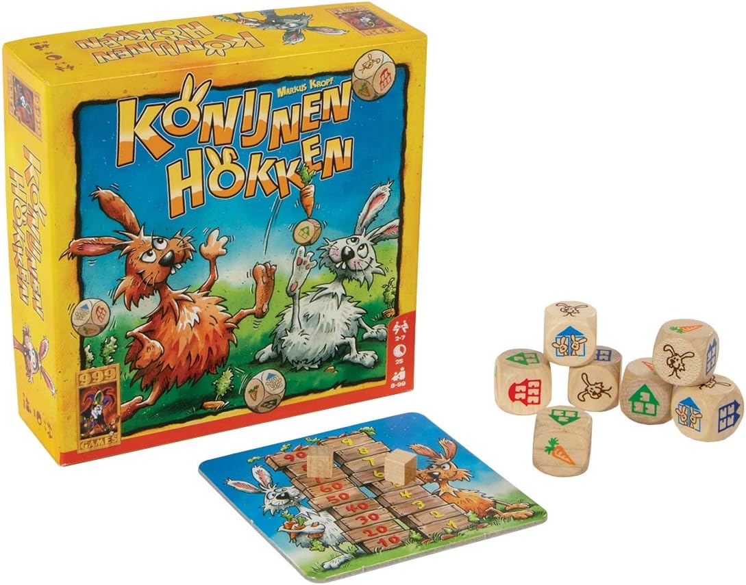 999 Games - Rabbit houses Dice Game - from 8 years old - One of the best games of 2019 - Markus Kropf - Push your luck - for 2 to 7 players - 999-KON01, multi-colored