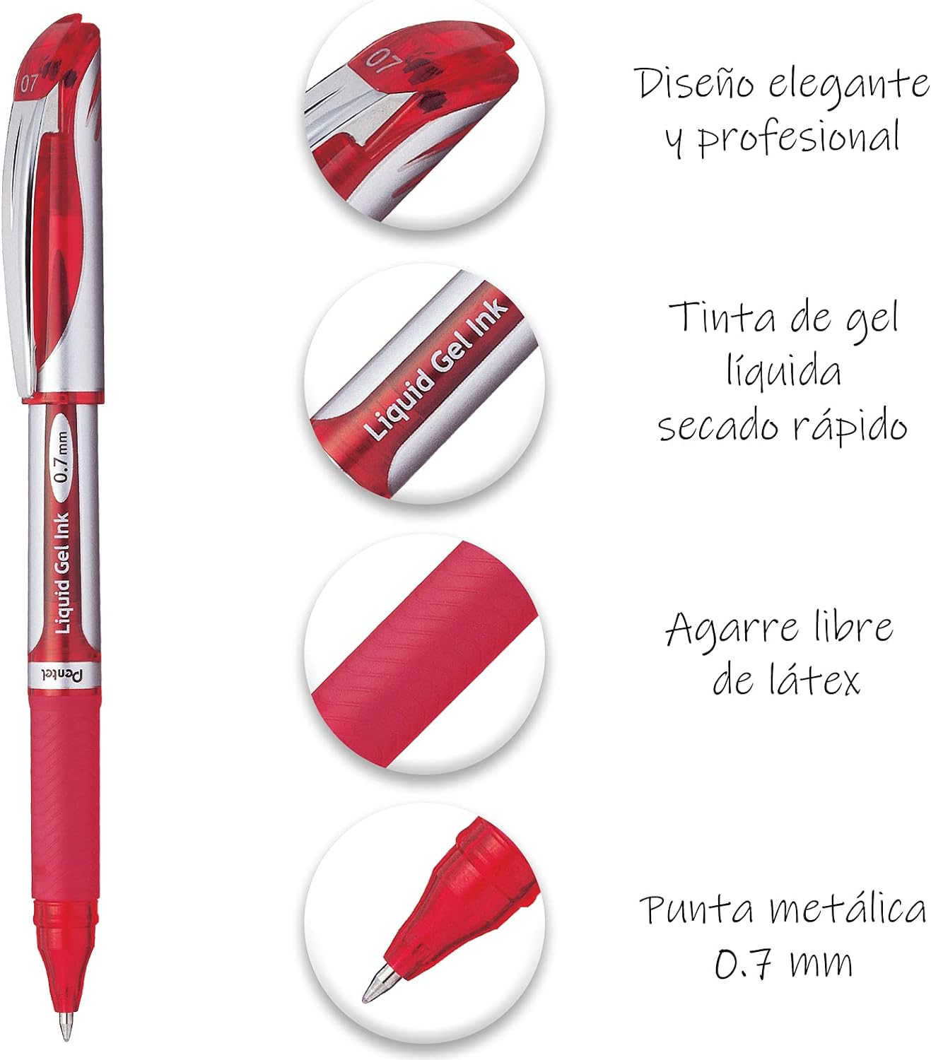 Pentel Energel XM 0.7mm Tip Gel pen - Red (Pack of 12
