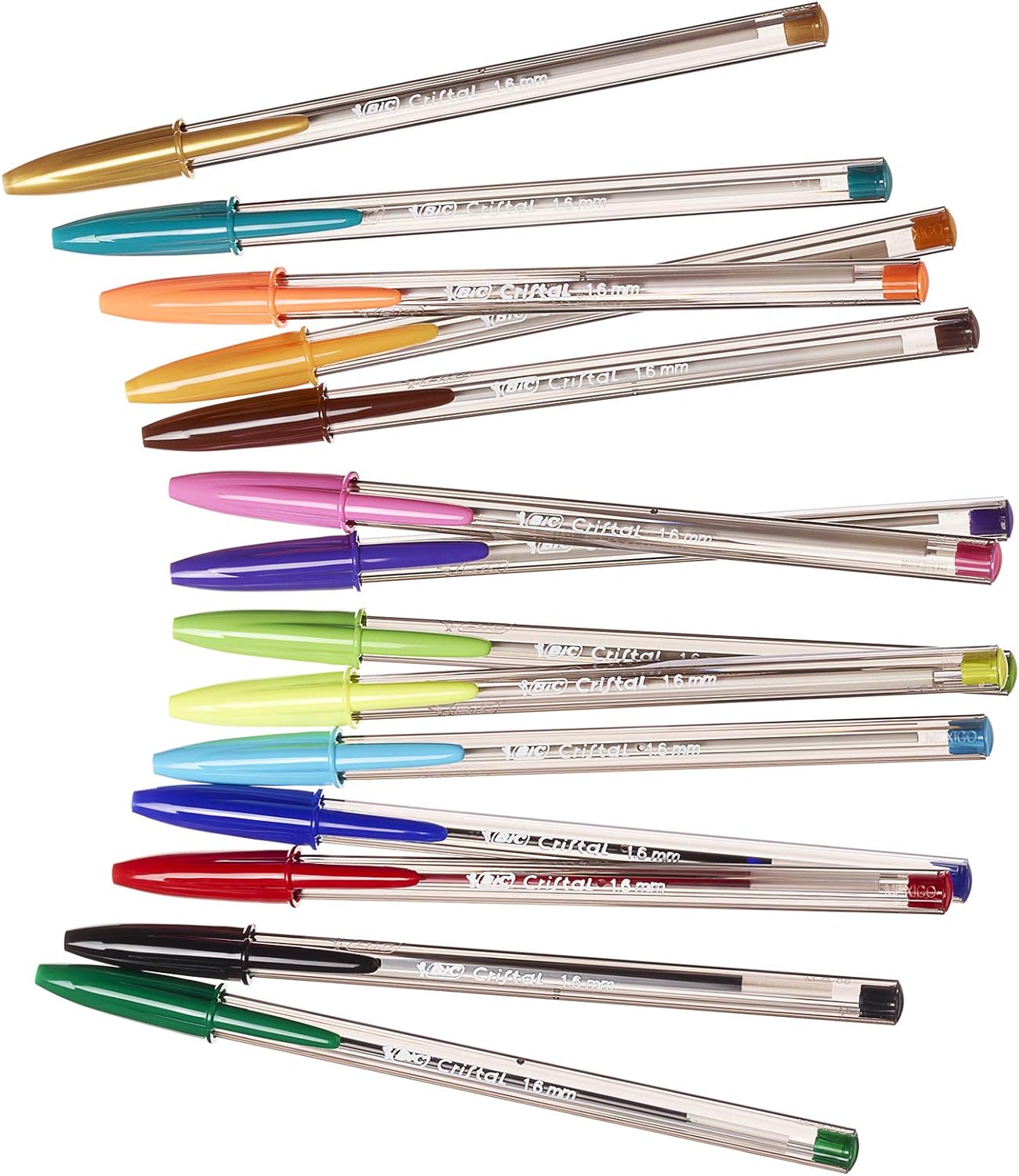 Bic Cristal Multicolour Ballpoint Pens With Wide Tip (1.6mm) Pens For Colourful Writing In Assorted Colours, Pack Of 30