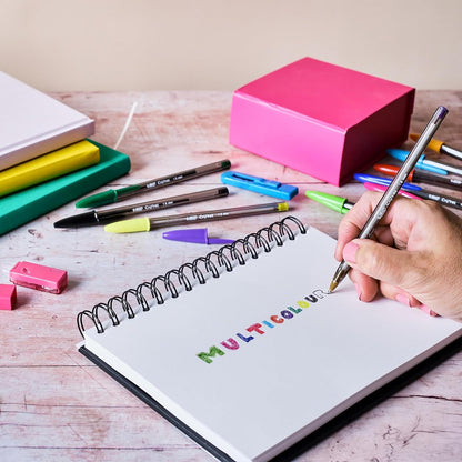 Bic Cristal Multicolour Ballpoint Pens With Wide Tip (1.6mm) Pens For Colourful Writing In Assorted Colours, Pack Of 30