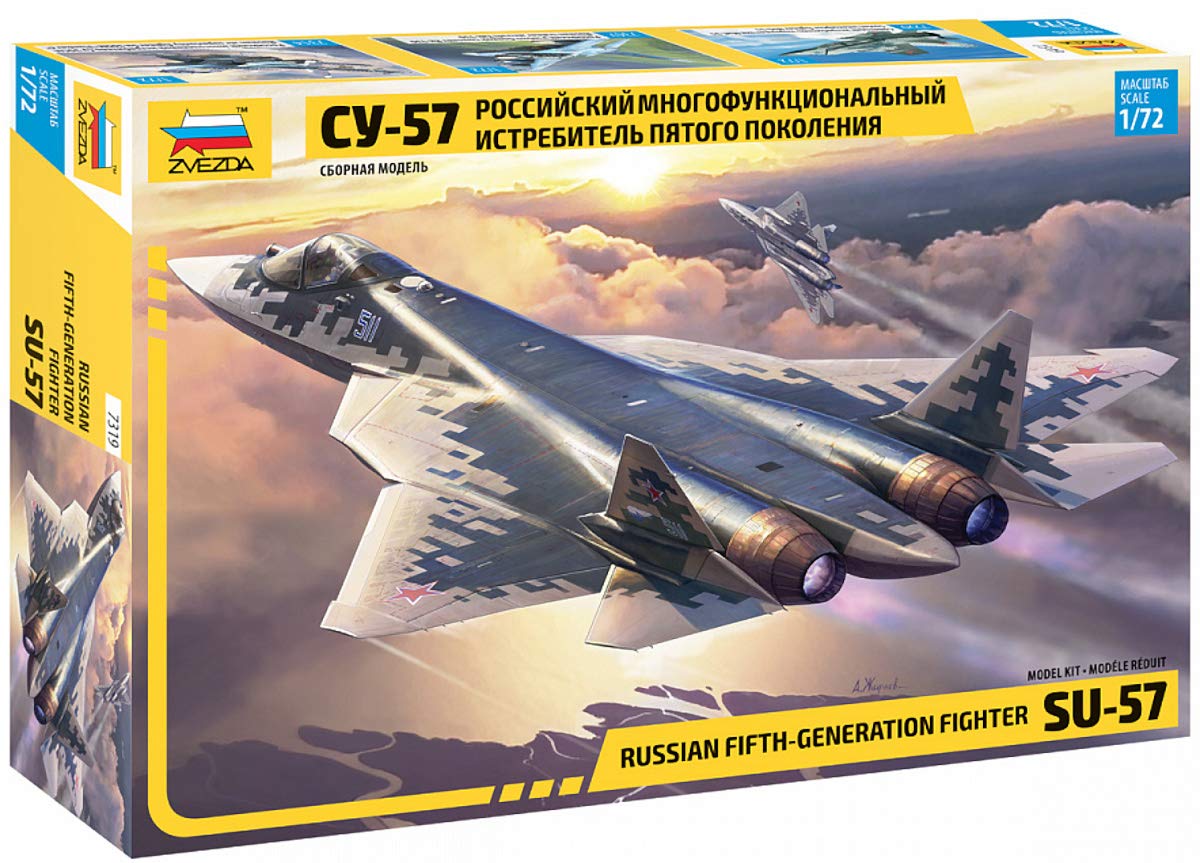 Zvezda 7319 SU-57 500787319-1:72 Sukhoi SU-57-Plastic Construction Model Kit-Assembly-for Beginners-Detailed, Unvarnished