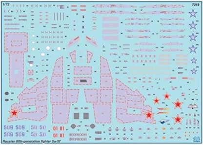 Zvezda 7319 SU-57 500787319-1:72 Sukhoi SU-57-Plastic Construction Model Kit-Assembly-for Beginners-Detailed, Unvarnished