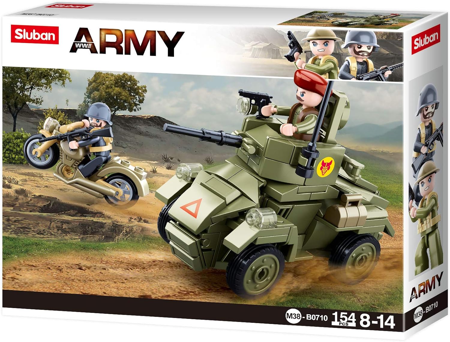 Sluban-M38-B0710 UK Army-MK2 Wheeled Armored Vehicle, Multicolor, Large (M38-B0710