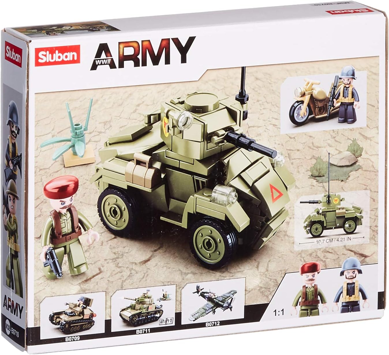 Sluban-M38-B0710 UK Army-MK2 Wheeled Armored Vehicle, Multicolor, Large (M38-B0710