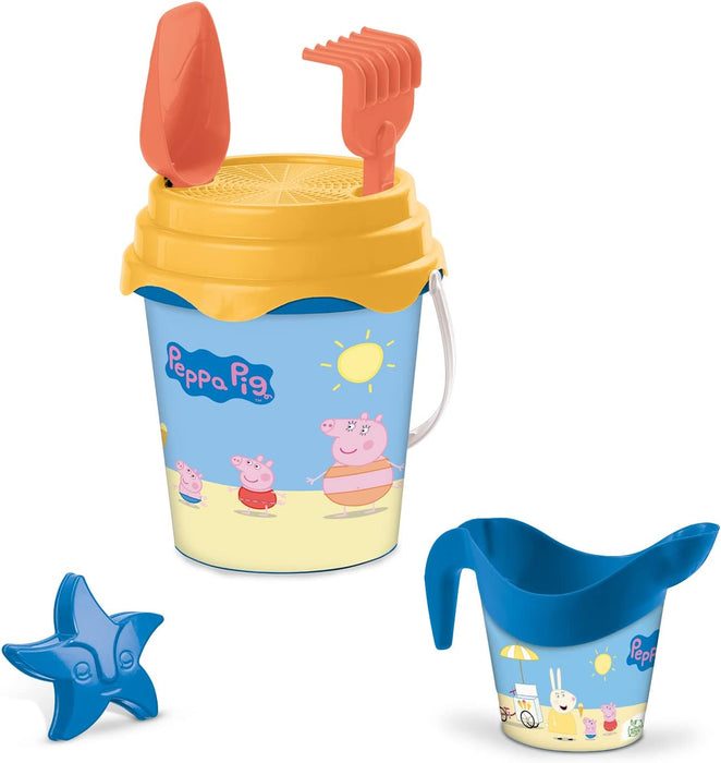 Mondo Toys - BUCKET SET + WATER CAN PEPPA PIG - Sandeimer Set ø17 cm mit Giesser - 6-Teiliges Strandspielzeug Set für Kinder ab 3 Jahren, Strandset - 28053