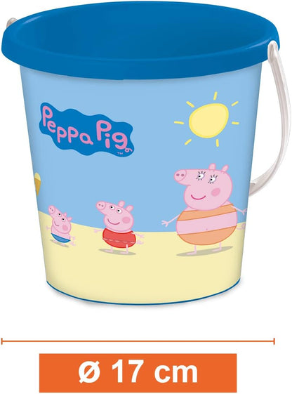Mondo Toys - BUCKET SET + WATER CAN PEPPA PIG - Sandeimer Set ø17 cm mit Giesser - 6-Teiliges Strandspielzeug Set für Kinder ab 3 Jahren, Strandset - 28053