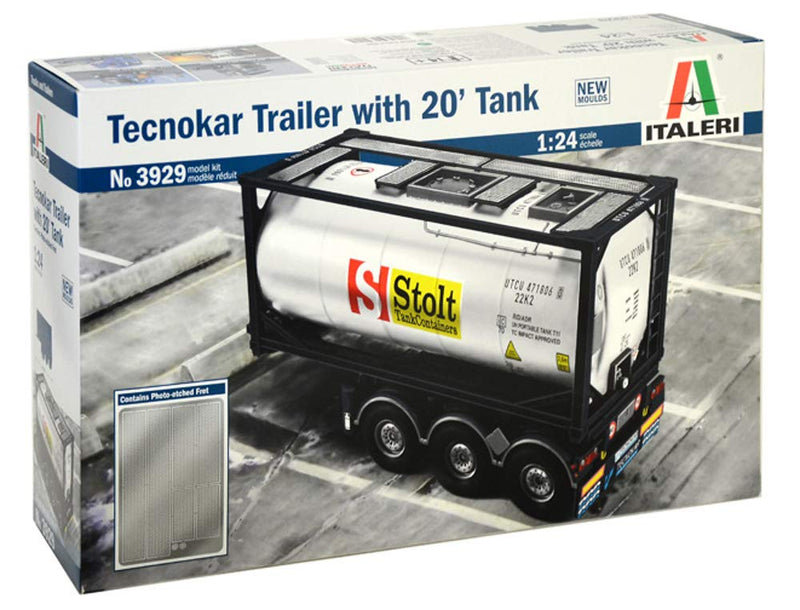Italeri 3929S-Maqueta de camión Tecnokar con Tanque de 20 pies (Escala 1:24), Color Plateado (3929S