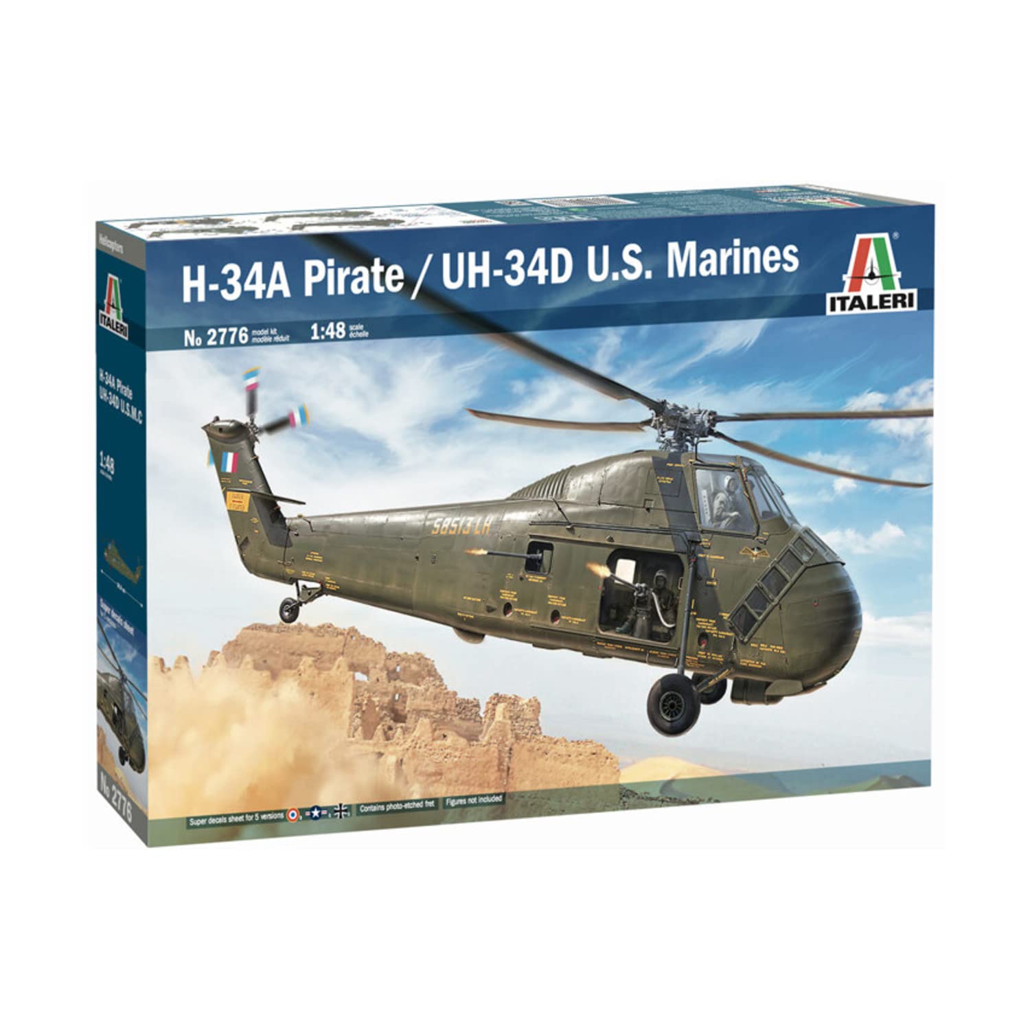 Italeri 2776S 1:48 HUS-1 Sea Horse/UH-34D, Faithful Replica, Model Building, Crafts, Hobbies, Gluing, Plastic kit, Assembly