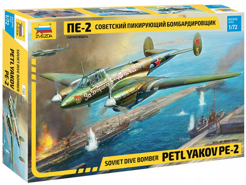 Zvezda 7283 500787283-1:72 PetlyakovPe-2 Soviet Fighter/Bomber Plastic Construction Kit Model Kit Assembly Kit for Beginners Detailed, Unpainted