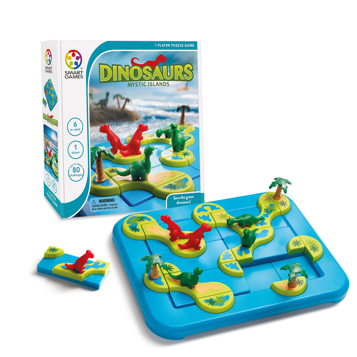 smart games - Dinosaurs Mystic Islands, Puzzle Game with 80 Challenges, 6+ Years, 24 x 24 x 6 cm (LxWxH