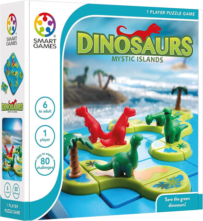 smart games - Dinosaurs Mystic Islands, Puzzle Game with 80 Challenges, 6+ Years, 24 x 24 x 6 cm (LxWxH