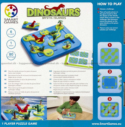 smart games - Dinosaurs Mystic Islands, Puzzle Game with 80 Challenges, 6+ Years, 24 x 24 x 6 cm (LxWxH