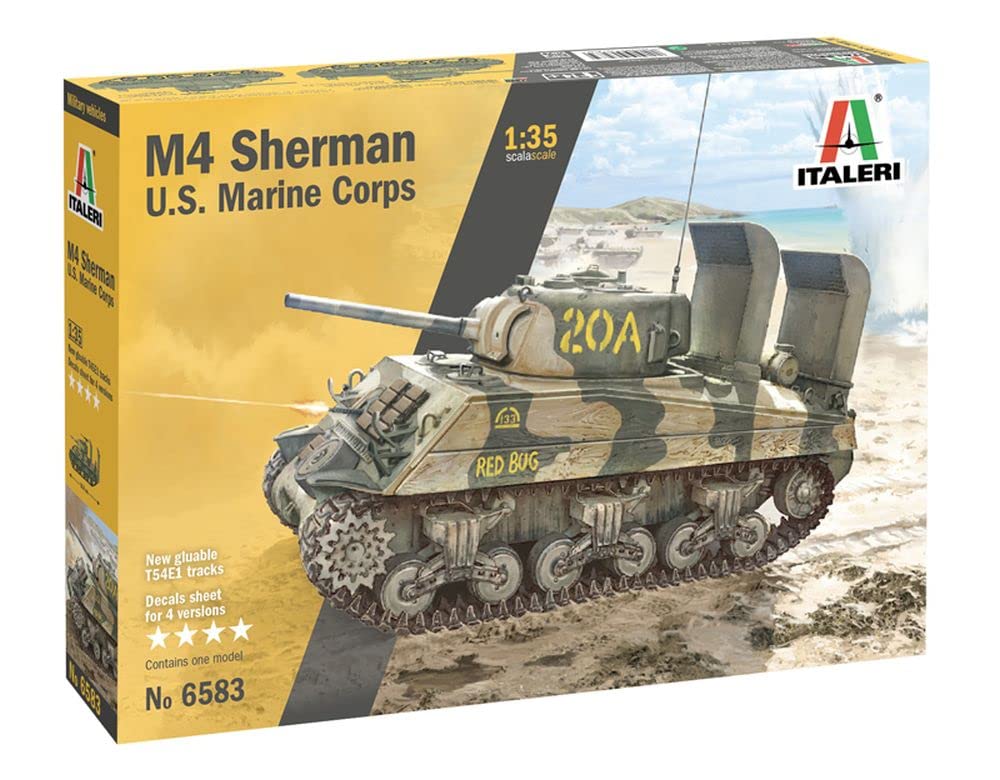 ITALERI-M4A2 EE. UU. Tanques M4A2 Sherman US Marine Cuerpo 1/35, Color Verde (IT3638