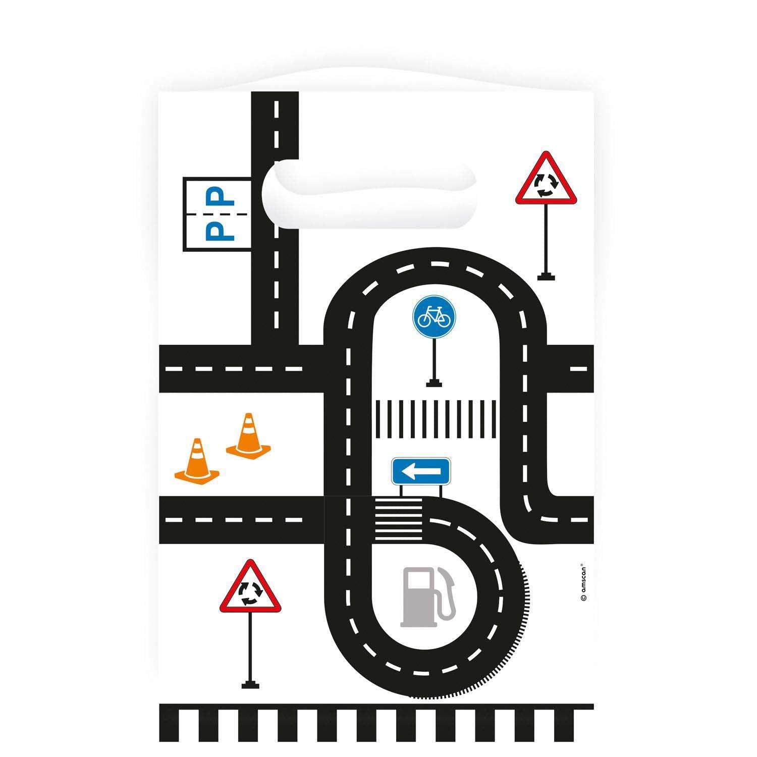 Amscan 9906585 - On the Road Birthday Party Paper Loot Bags - 8 Pack Large Loot Bags