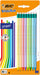 BIC Evolution Graphite Pencils - Pack of 8 - HB Pencils with Eraser - Colourful Stripe Design and Shock-Resistant Lead