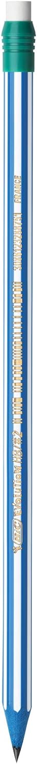 BIC Evolution Graphite Pencils - Pack of 8 - HB Pencils with Eraser - Colourful Stripe Design and Shock-Resistant Lead
