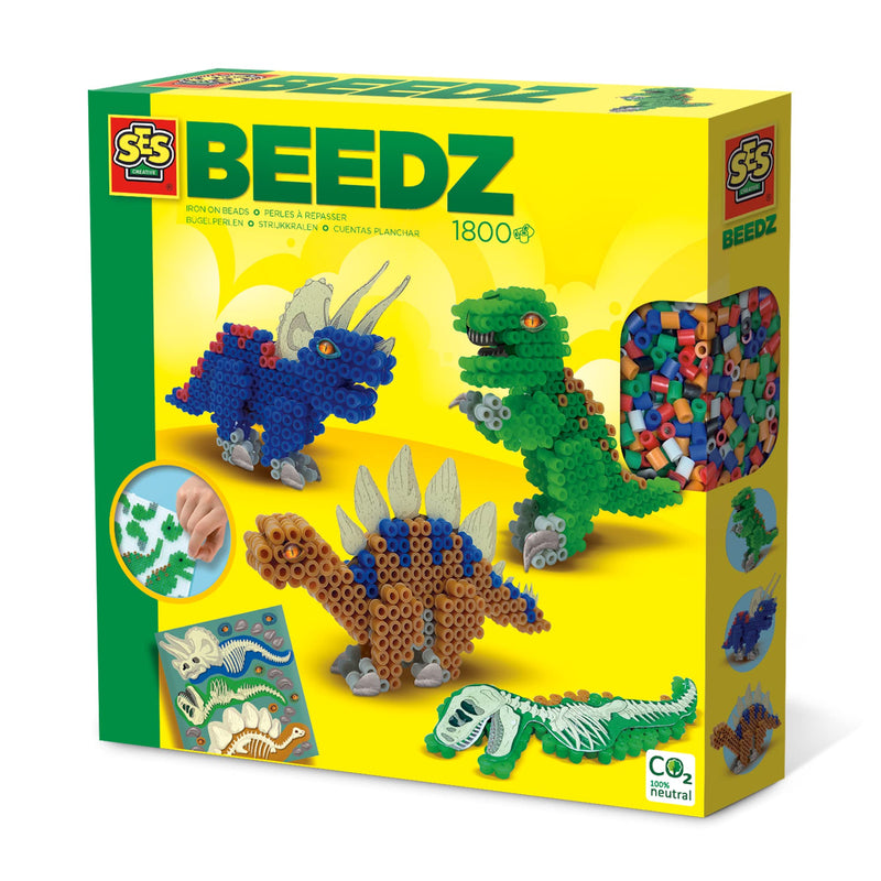 SES Creative 6262 Dinosaur Iron on beads-Dinos, Multicolor, Small