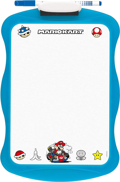 Bic Mario Kart Velleda Slate Double Sided School Board Dry Erasable 20 x 31 cm with Dry Erase Felt and Eraser - Blue, Pack of 1