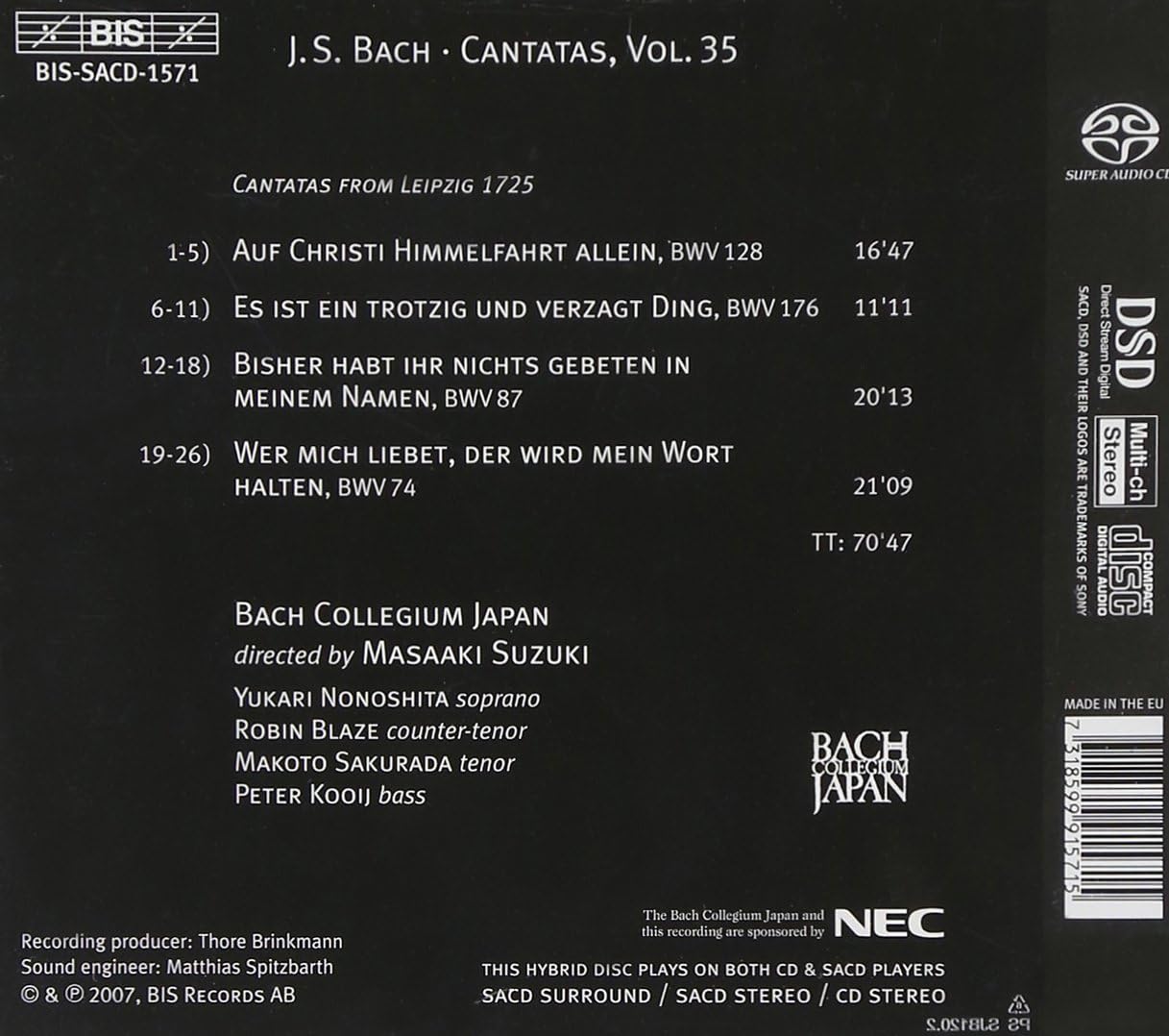 Cantatas Vol. 35 (Suzuki, Bach Collegium Japan)
