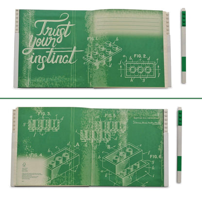 IQ LEGO Cuaderno Estacionario con Cierre - Cuaderno de Papelería con Bolígrafo de Gel