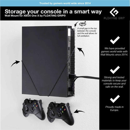Floating Grips Xbox One X And Controller Wall Mounts - Bundle (Black)