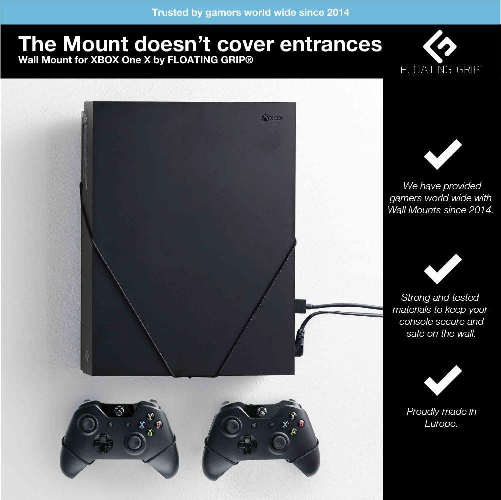 Floating Grips Xbox One X And Controller Wall Mounts - Bundle (Black)