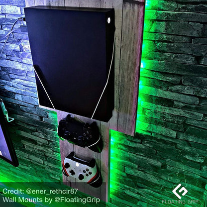 Floating Grips Xbox One X And Controller Wall Mounts - Bundle (Black)