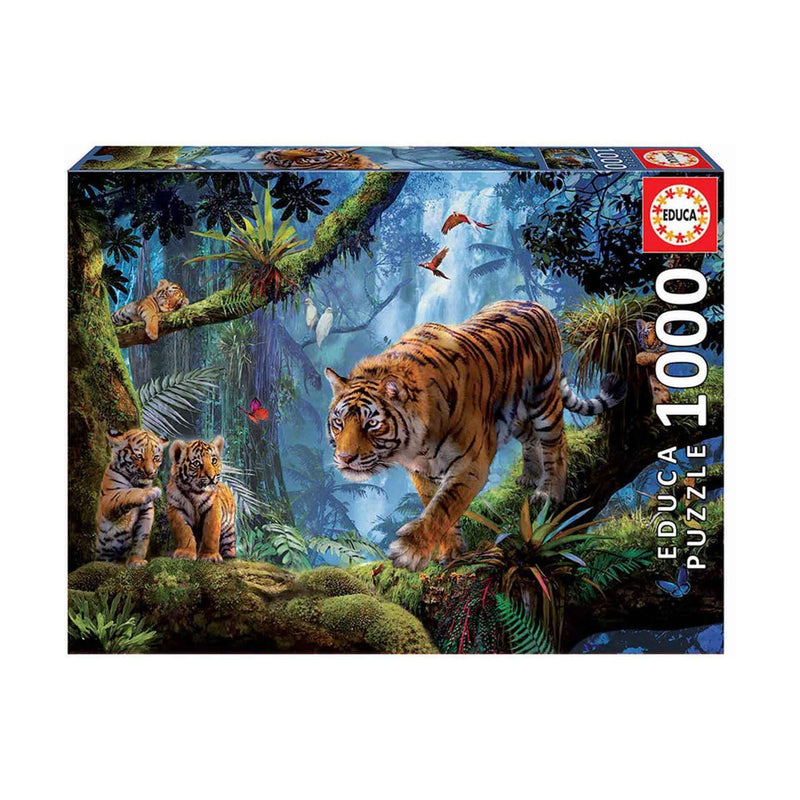 Educa 1000-delige puzzel voor volwassenen, tijger aan de boom, inclusief lijm Fix puzzel, vanaf 14 jaar (17662