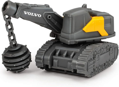 Dickie Toys 203722008 Scania Dump truck Volvo Micro Workers, Excavator, Site, Set of 5, Construction Vehicles, Gift Set Children 3 Years, Grey, Yellow