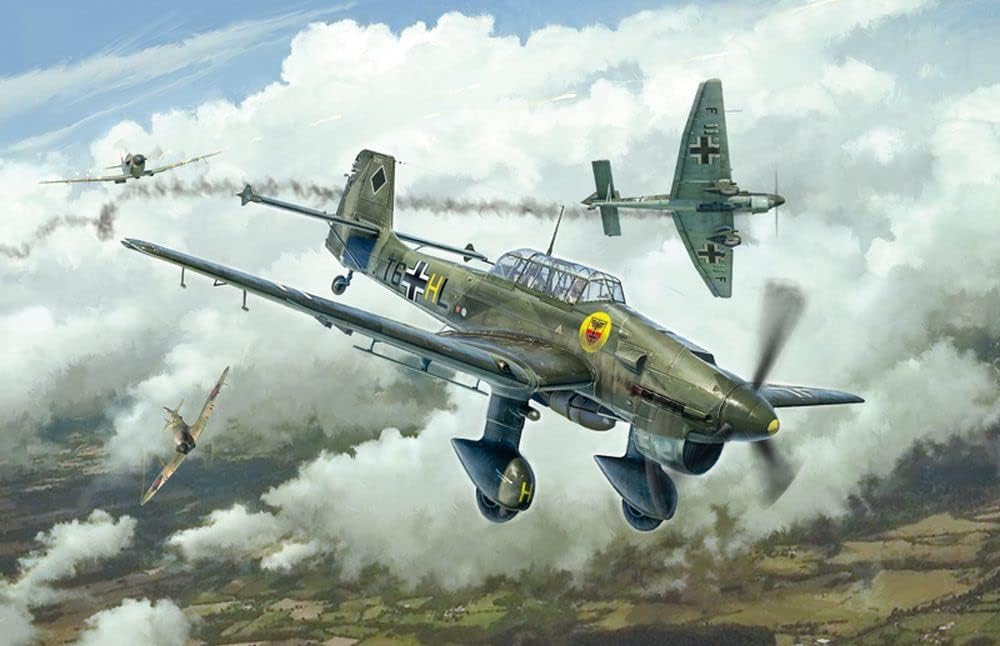 Italeri Italeri-Ju-87b 1:48 Junkers JU-87B Stuka Bat.o.Brit, maquetas, Manualidades, aficiones, Pegamento, Kit de construcción de plástico, Fiel al Detalle, Mittel (2807S