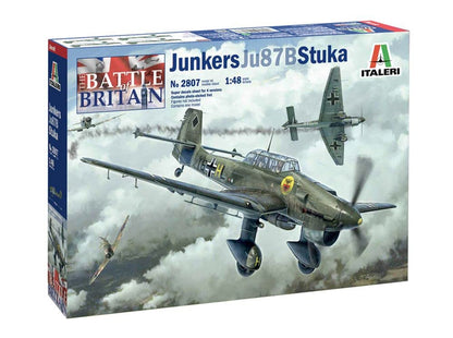 Italeri Italeri-Ju-87b 1:48 Junkers JU-87B Stuka Bat.o.Brit, maquetas, Manualidades, aficiones, Pegamento, Kit de construcción de plástico, Fiel al Detalle, Mittel (2807S